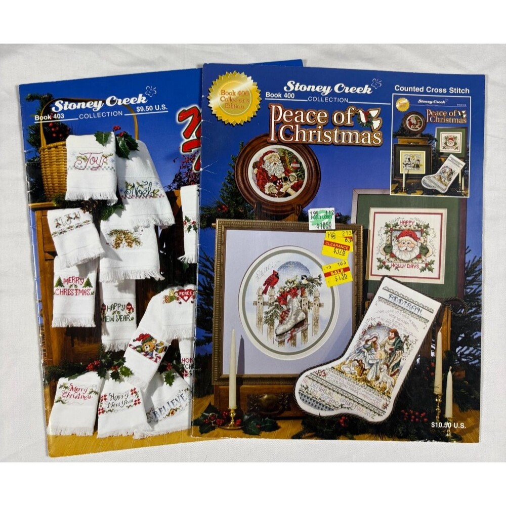 Stoney Creek Christmas Cross Stitch Pattern Books 400 403 Peace Merry Towels Lot